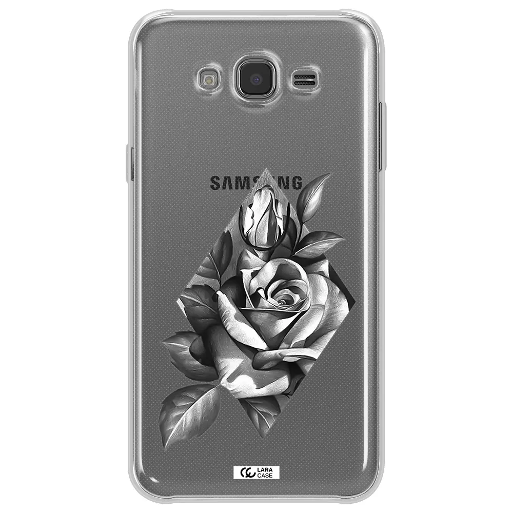 a drawing of a rose Samsung J7 2015 Clear TPU Case