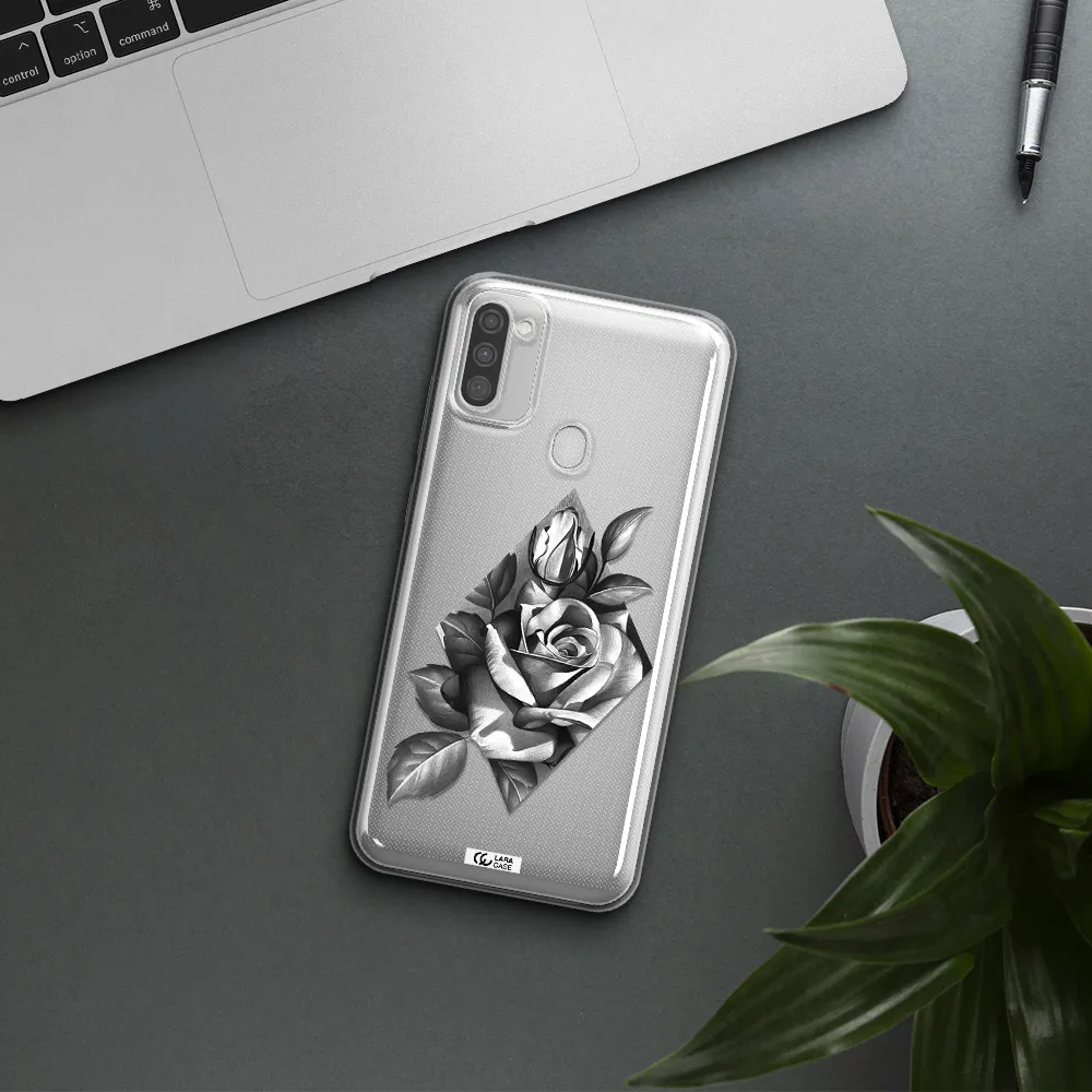 a drawing of a rose Samsung M11 Clear TPU Case