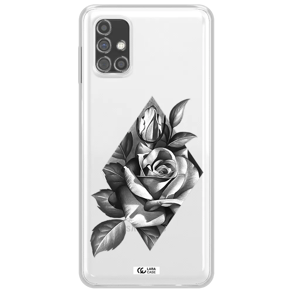 a drawing of a rose Samsung M31S Clear TPU Case