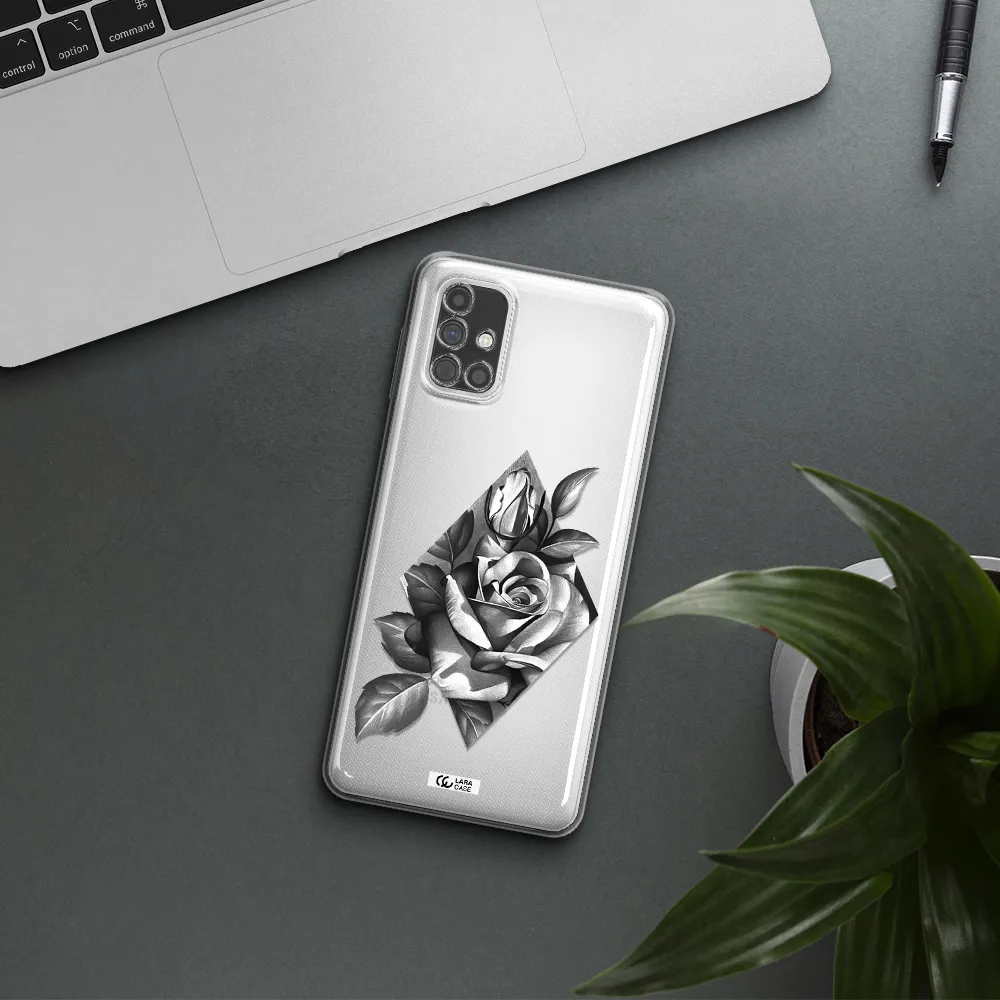 a drawing of a rose Samsung M51 Clear TPU Case