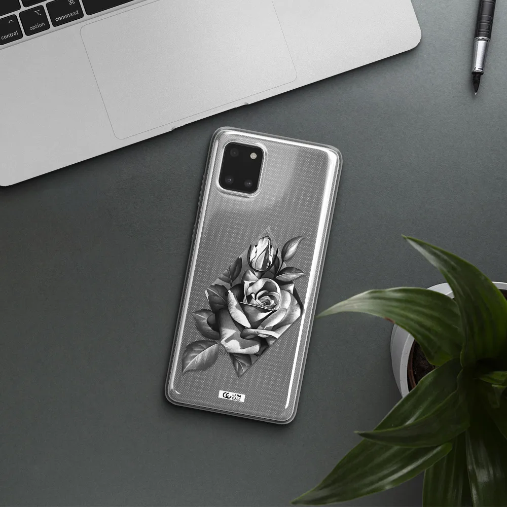 a drawing of a rose Samsung Note 10 Lite Clear TPU Case