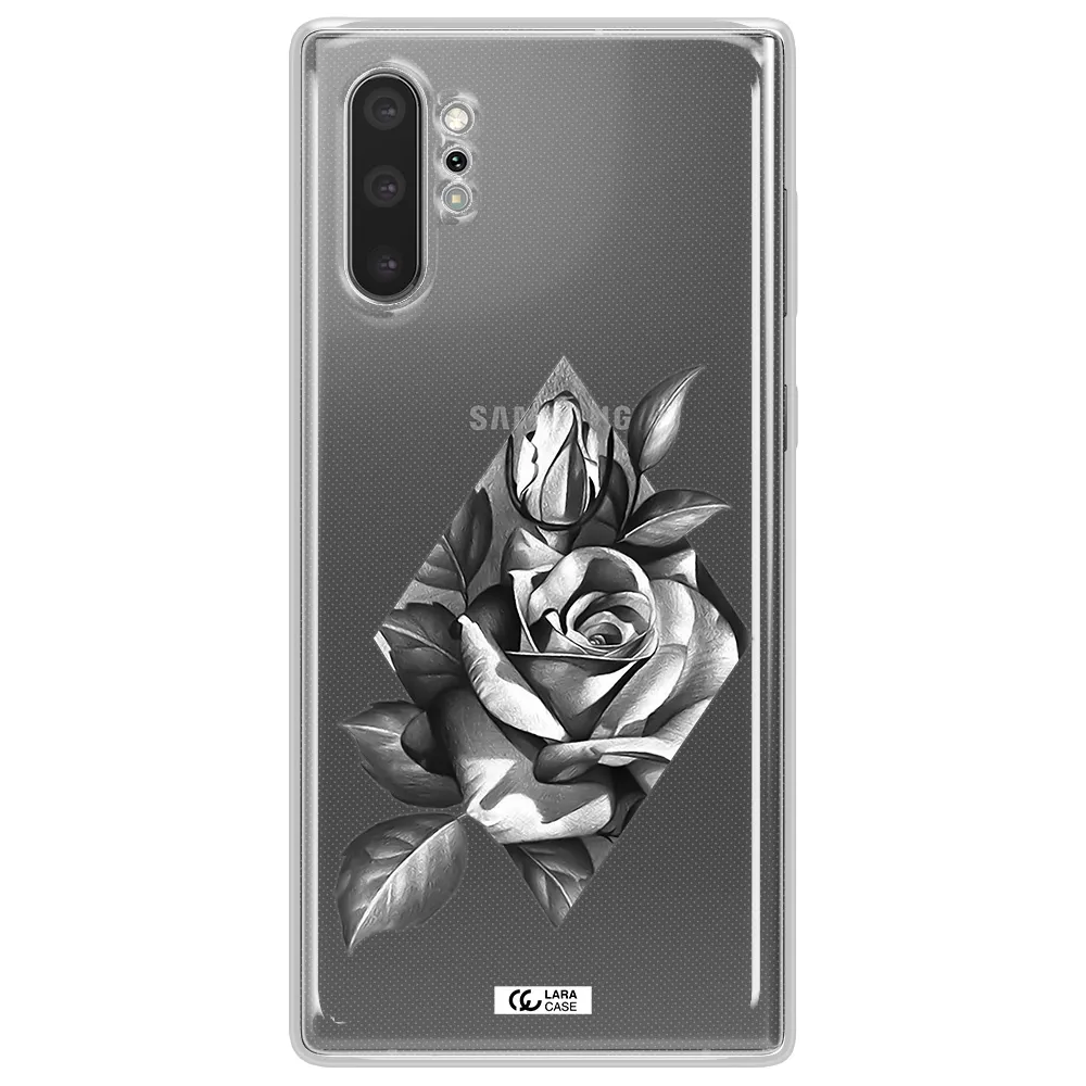 a drawing of a rose Samsung Note 10 Plus Clear TPU Case