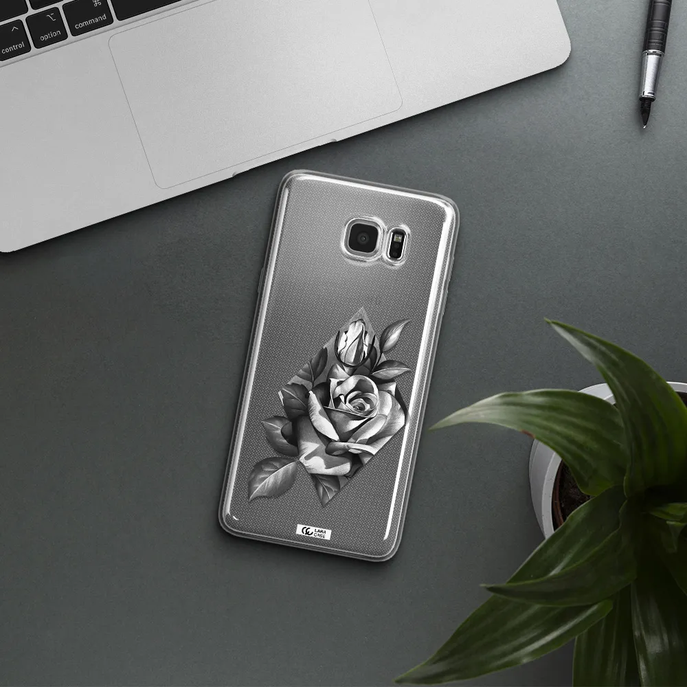 a drawing of a rose Samsung Note 5 Clear TPU Case