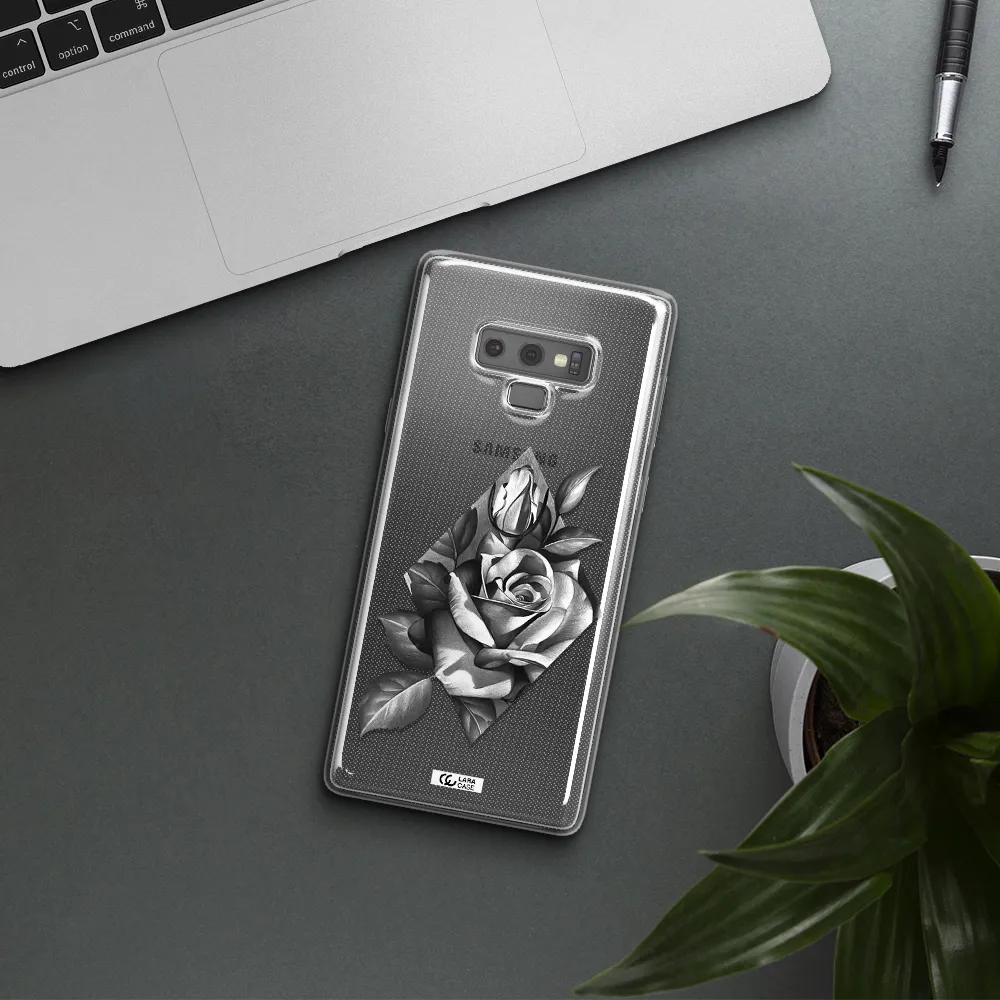 a drawing of a rose Samsung Note 9 Clear TPU Case