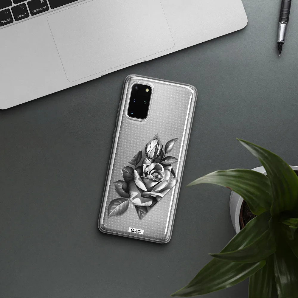 a drawing of a rose Samsung S 20 Plus Clear TPU Case