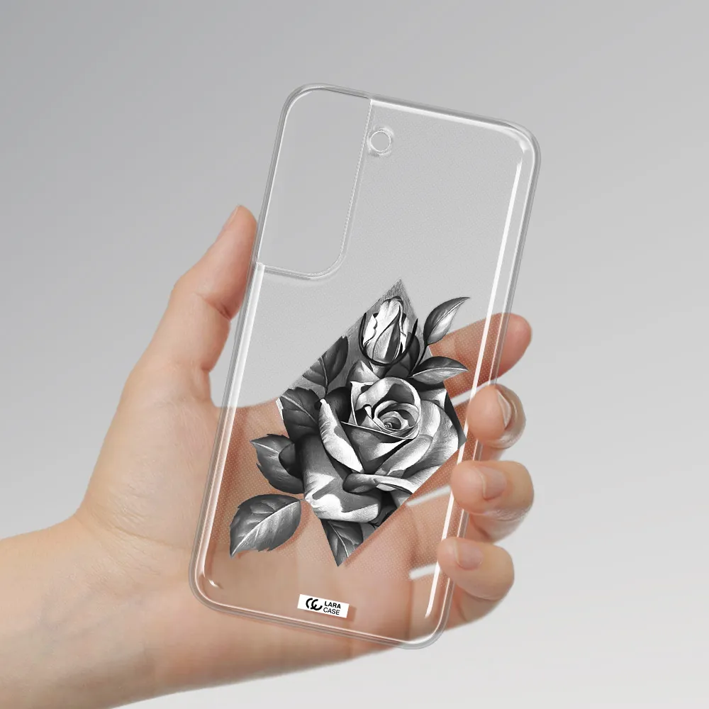 a drawing of a rose Samsung S 22 Plus Clear TPU Case