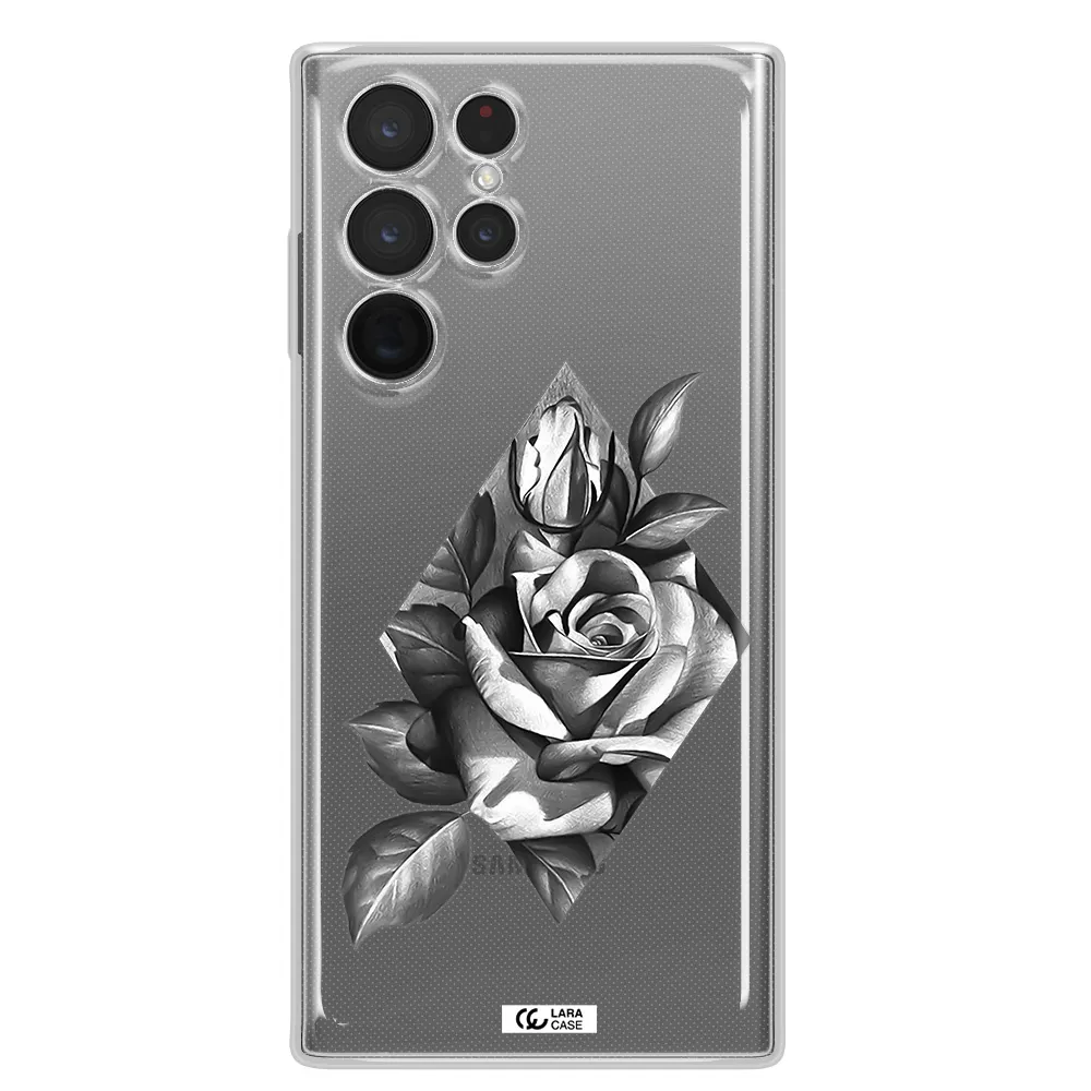 a drawing of a rose Samsung S 22 Ultra Clear TPU Case
