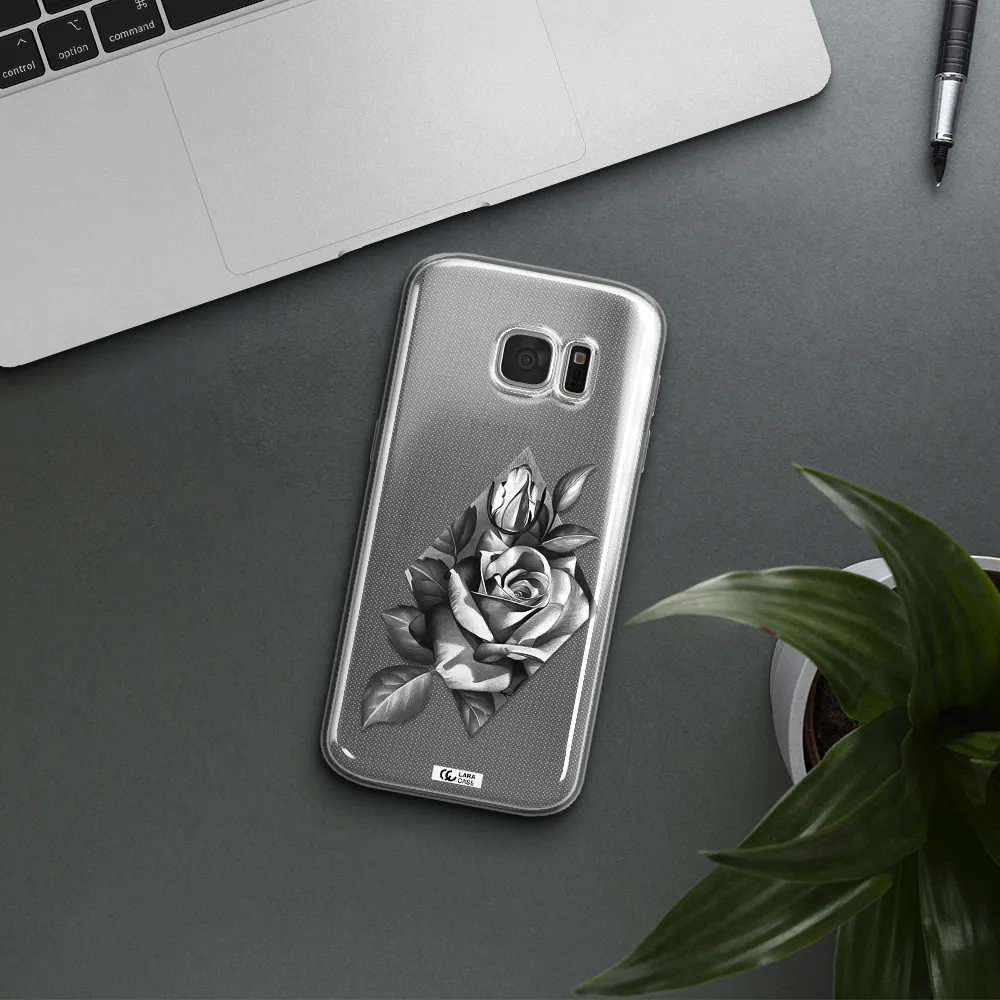 a drawing of a rose Samsung S 7 Clear TPU Case
