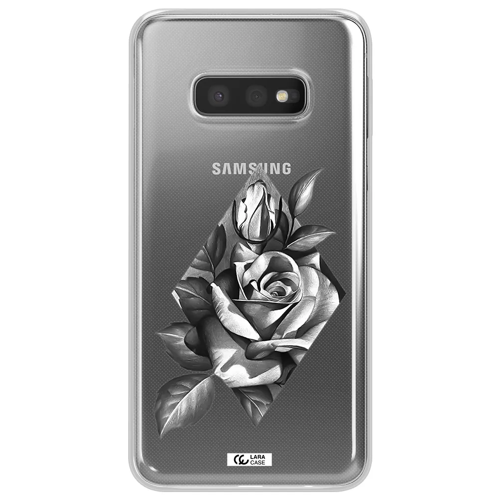 a drawing of a rose Samsung S10e Clear TPU Case