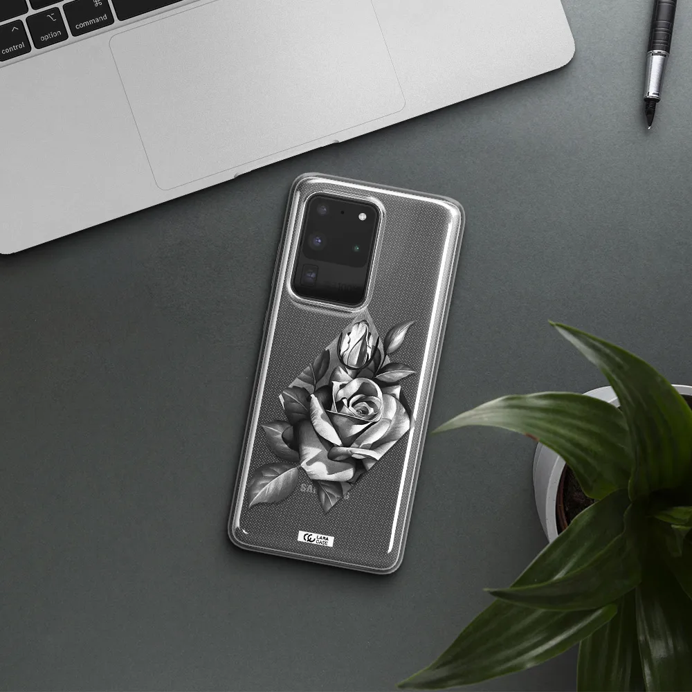 a drawing of a rose Samsung S20 Ultra Clear TPU Case