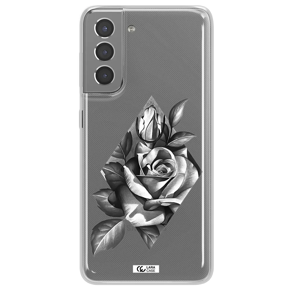 a drawing of a rose Samsung S21 Clear TPU Case