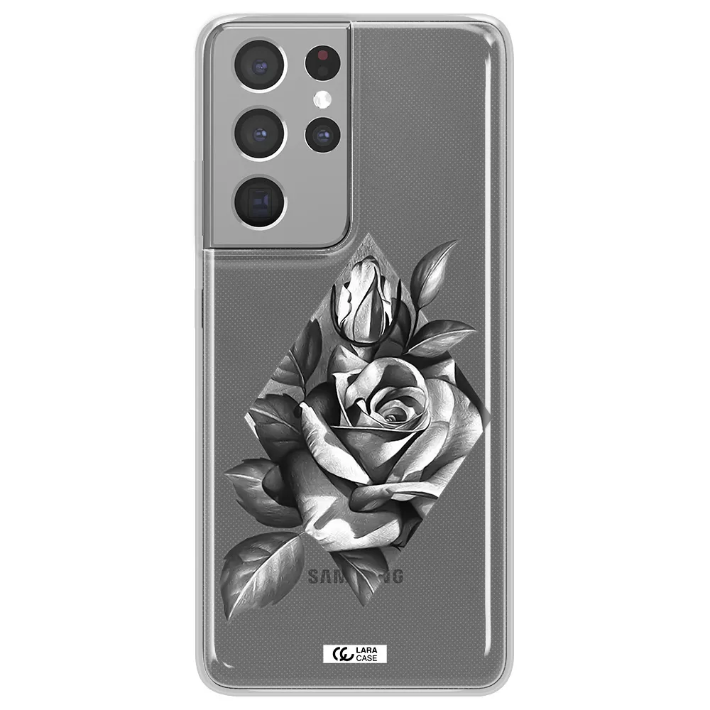 a drawing of a rose Samsung S21 Ultra Clear TPU Case