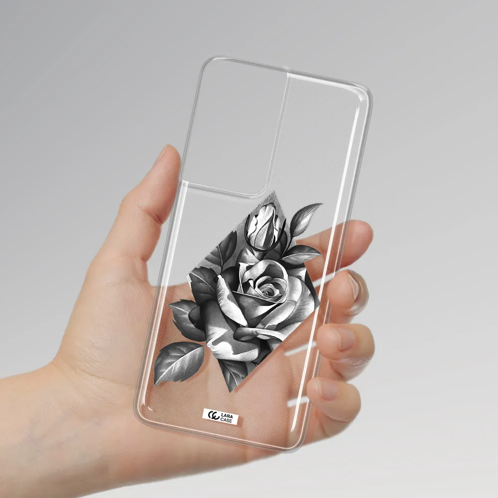 a drawing of a rose Samsung S21 Ultra Clear TPU Case