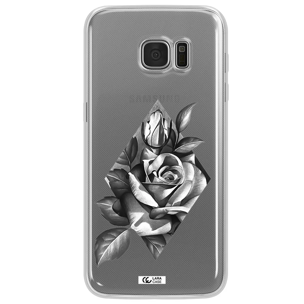 a drawing of a rose Samsung S7 Edge Clear TPU Case