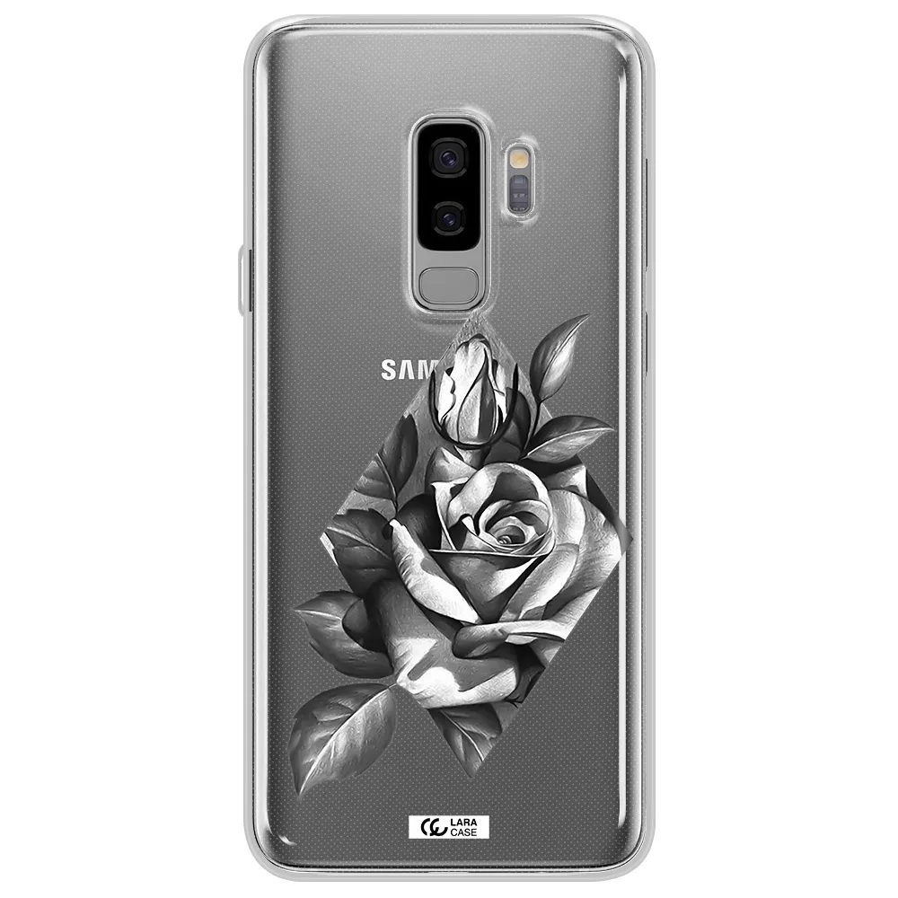 a drawing of a rose Samsung S9 Plus Clear TPU Case