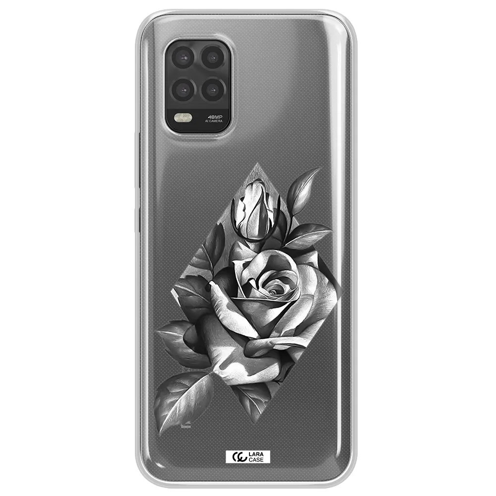 a drawing of a rose Xiaomi Mi 10 Lite Clear TPU Case