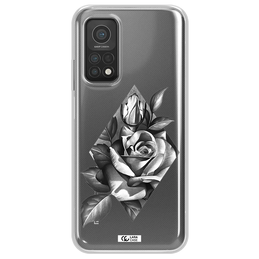 a drawing of a rose Xiaomi Mi 10T Clear TPU Case
