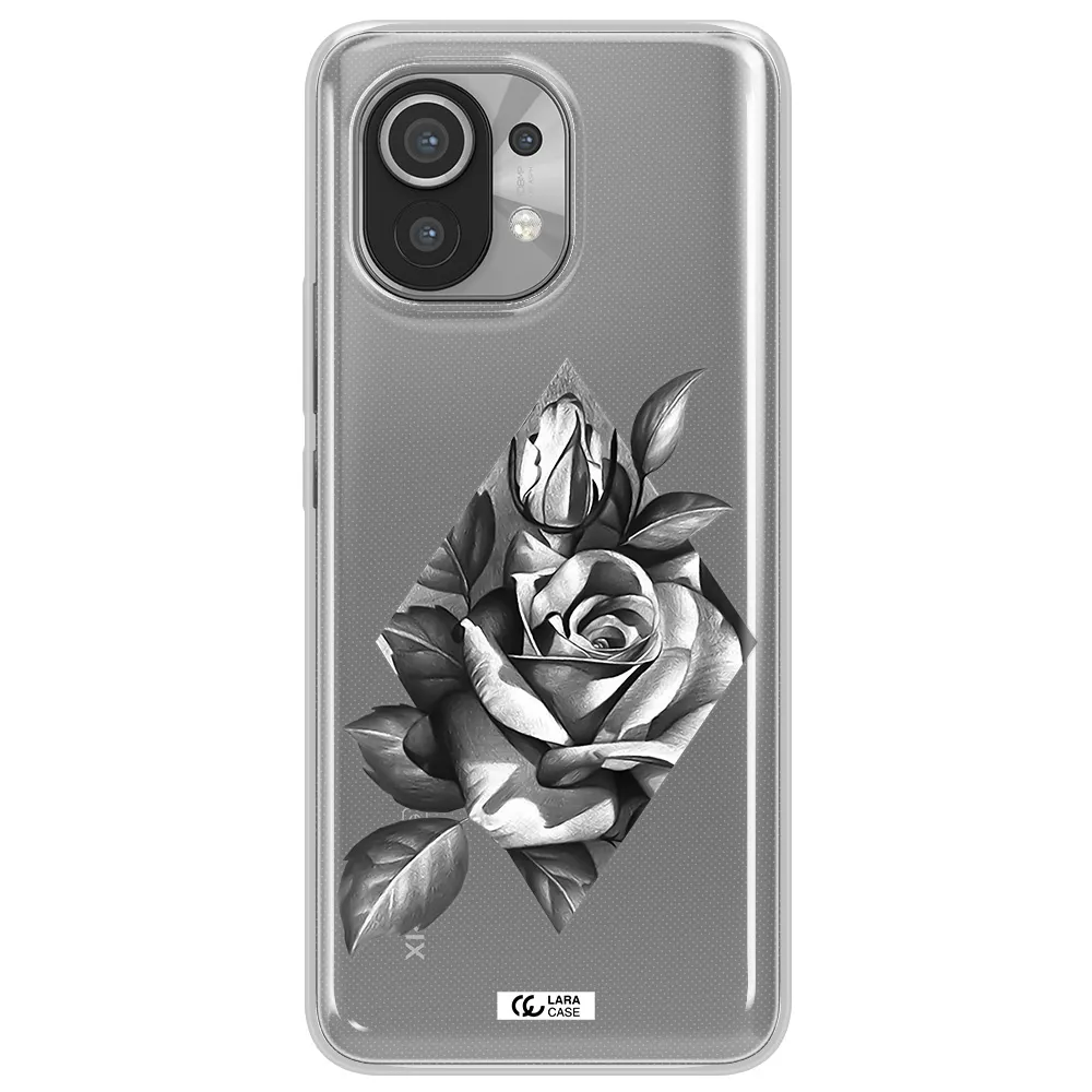 a drawing of a rose Xiaomi Mi 11 Clear TPU Case