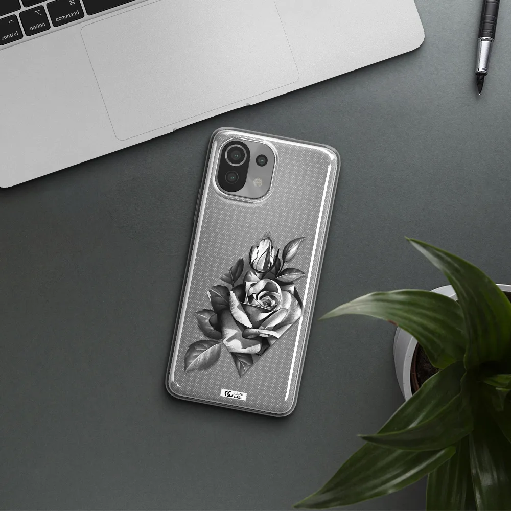 a drawing of a rose Xiaomi Mi 11 Lite Clear TPU Case