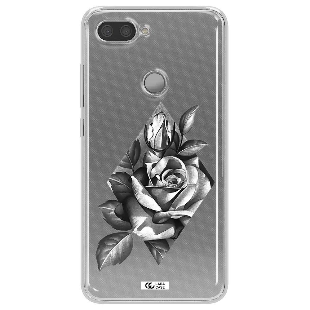 a drawing of a rose Xiaomi Mi 8 Lite Clear TPU Case