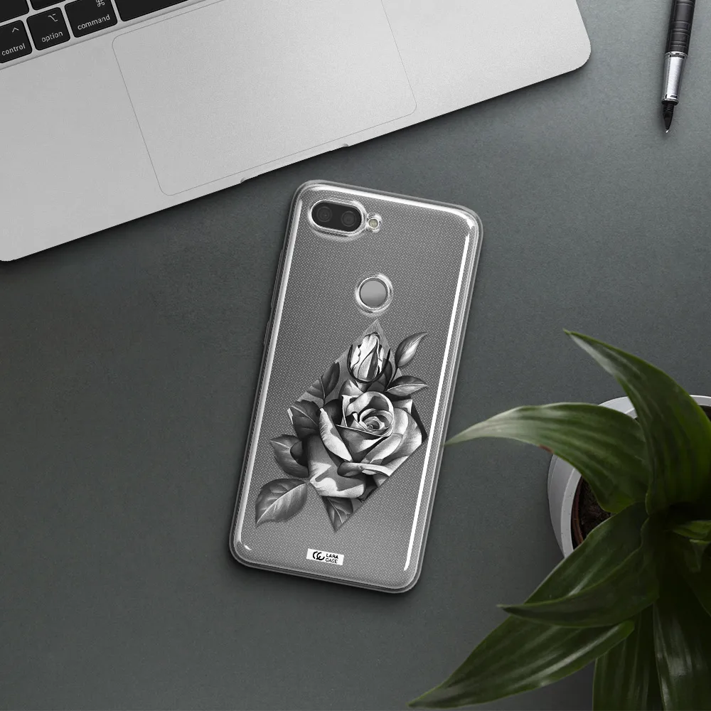 a drawing of a rose Xiaomi Mi 8 Lite Clear TPU Case