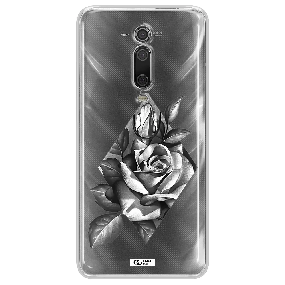 a drawing of a rose Xiaomi Mi 9T Clear TPU Case