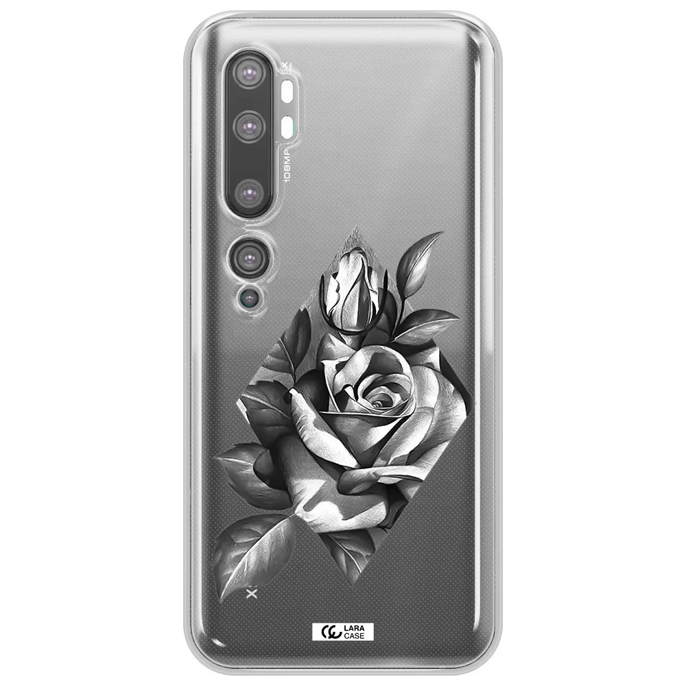 a drawing of a rose Xiaomi Mi Note 10 Clear TPU Case