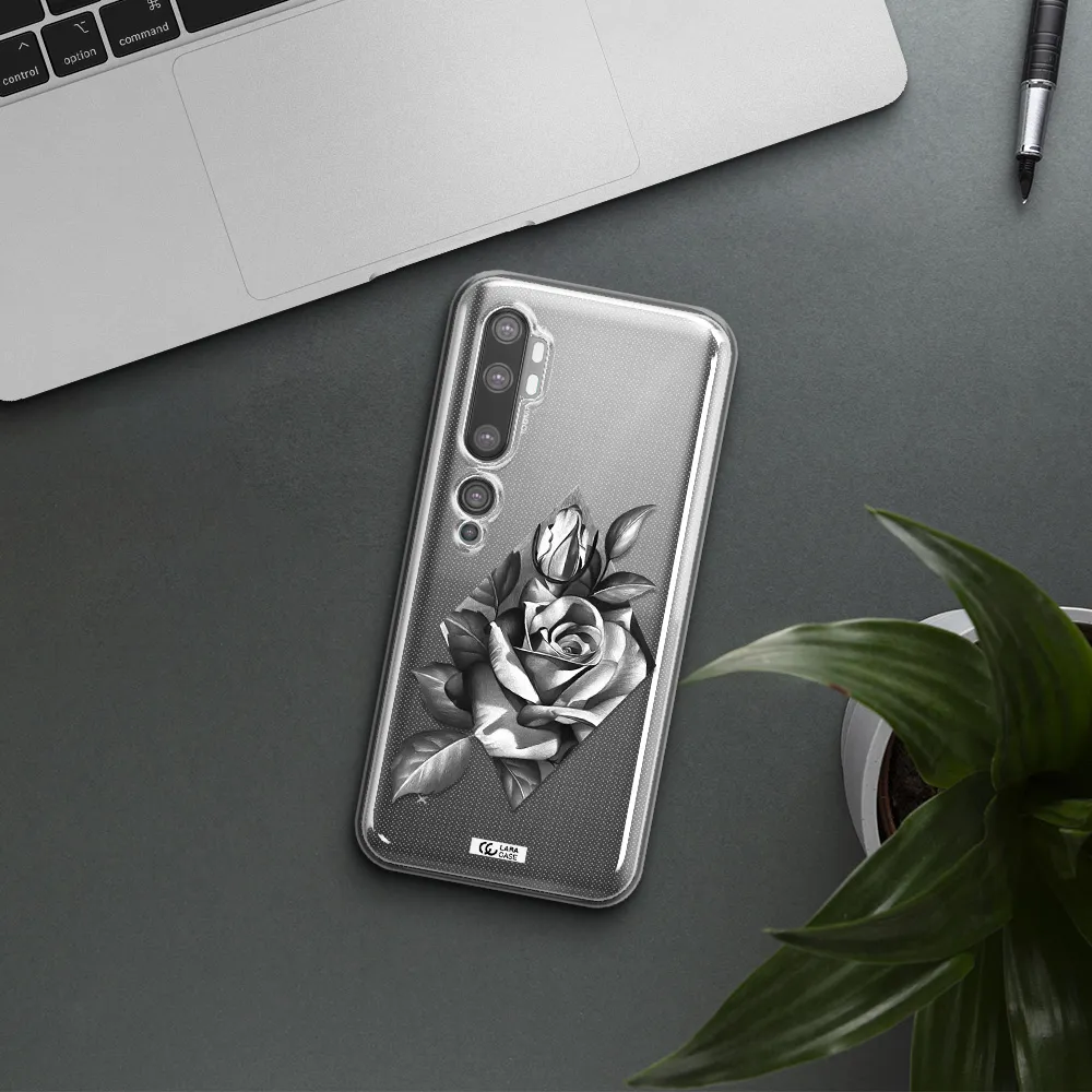 a drawing of a rose Xiaomi Mi Note 10 Clear TPU Case