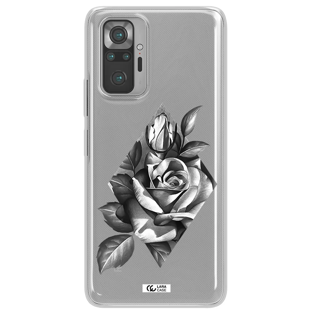 a drawing of a rose Xiaomi Note 10 Pro Clear TPU Case