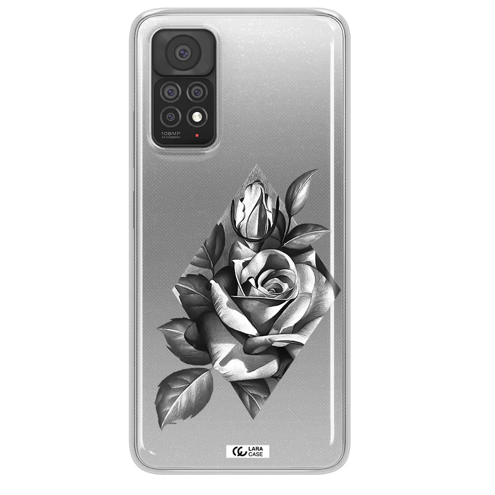a drawing of a rose Xiaomi Note 11 Pro Clear TPU Case