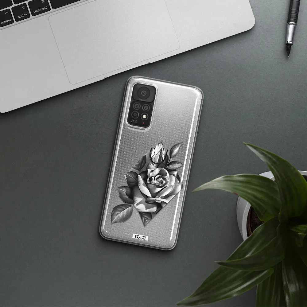 a drawing of a rose Xiaomi Note 11 Pro Clear TPU Case