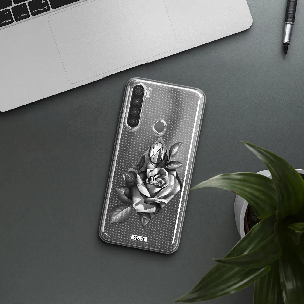a drawing of a rose Xiaomi Note 8 Clear TPU Case