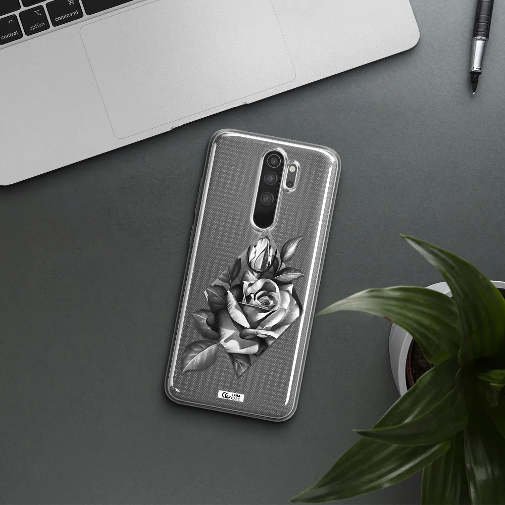 a drawing of a rose Xiaomi Note 8 Pro Clear TPU Case