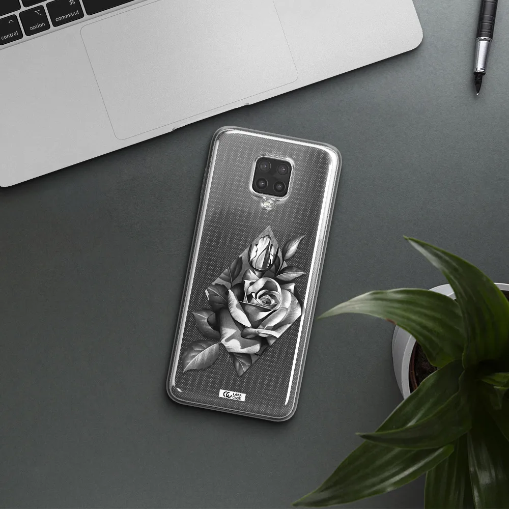 a drawing of a rose Xiaomi Note 9 Pro Clear TPU Case