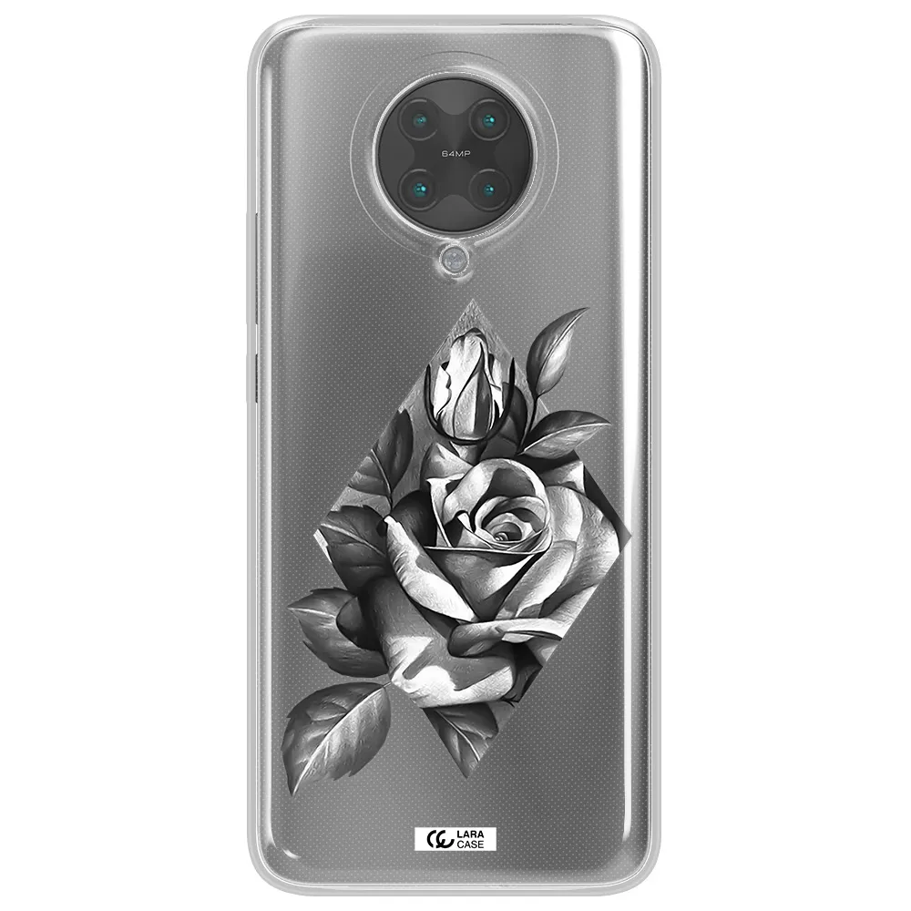 a drawing of a rose Xiaomi Poco F2 Pro Clear TPU Case