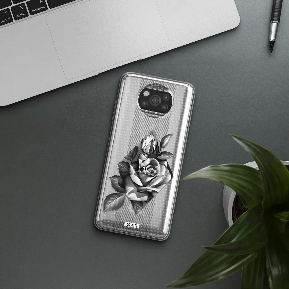 a drawing of a rose Xiaomi Poco X3 Clear TPU Case