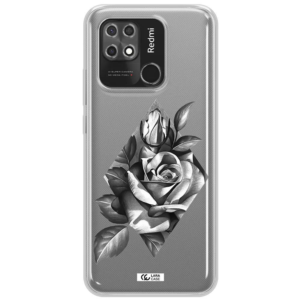 a drawing of a rose Xiaomi Redmi 10C Clear TPU Case