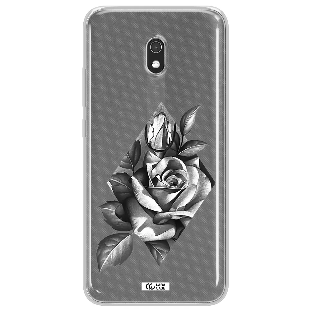 a drawing of a rose Xiaomi Redmi 8A Clear TPU Case