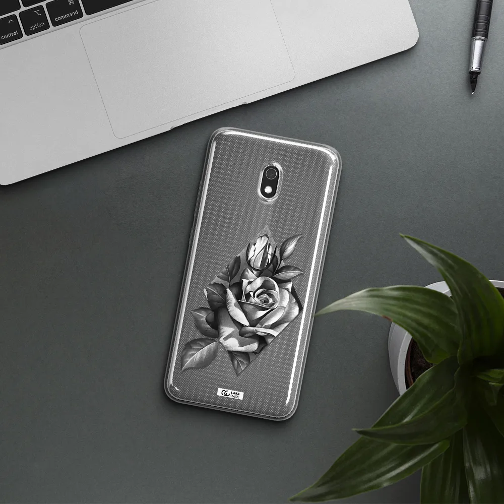 a drawing of a rose Xiaomi Redmi 8A Clear TPU Case