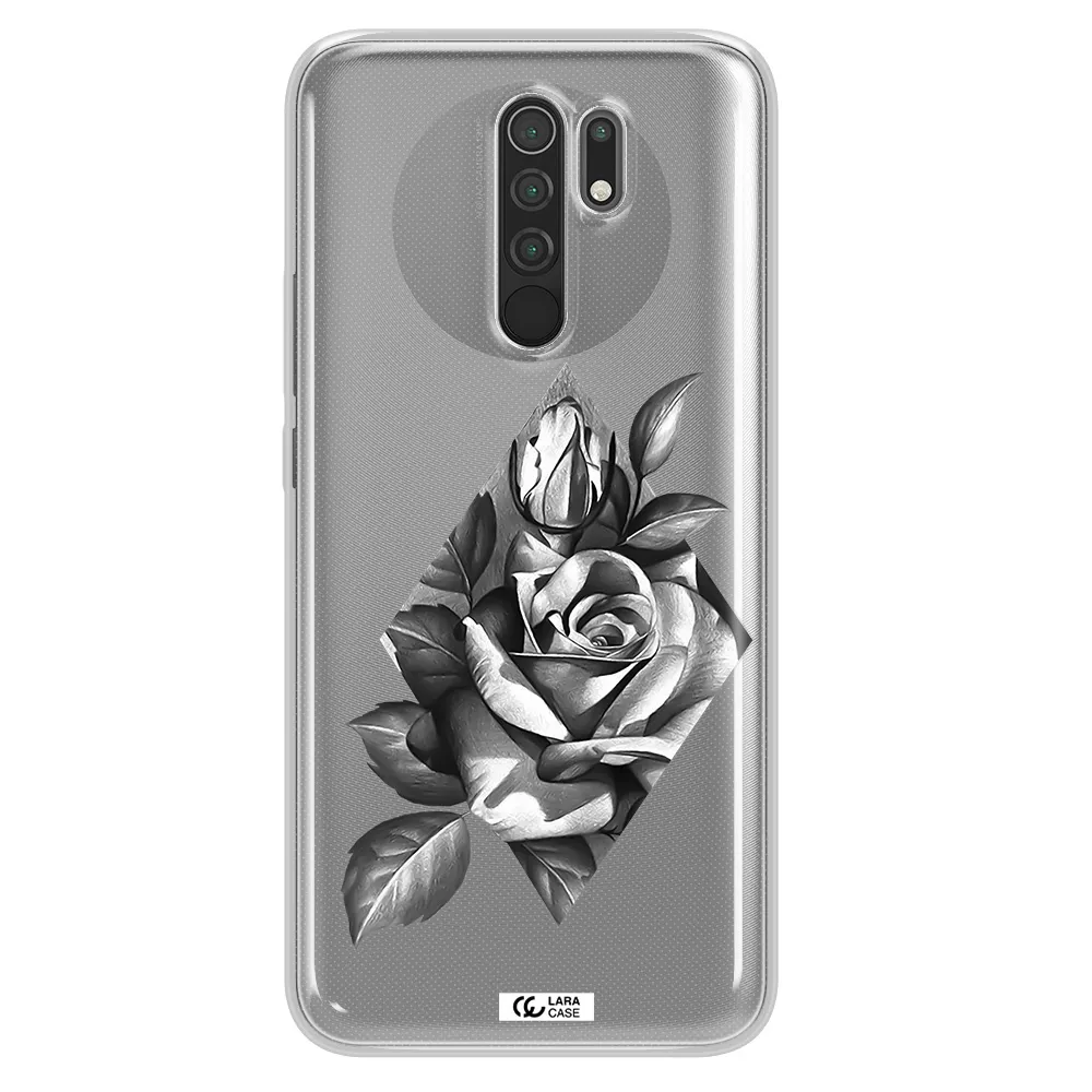 a drawing of a rose Xiaomi Redmi 9 Clear TPU Case