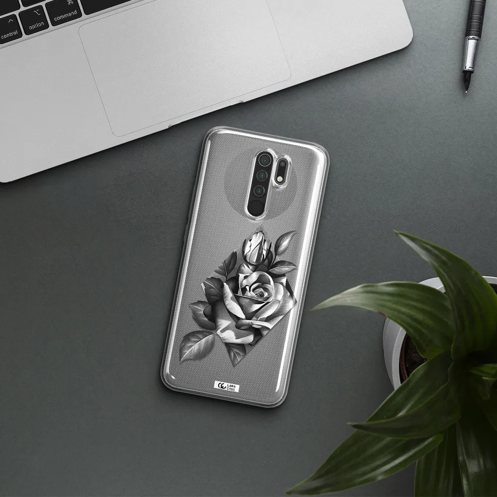 a drawing of a rose Xiaomi Redmi 9 Clear TPU Case