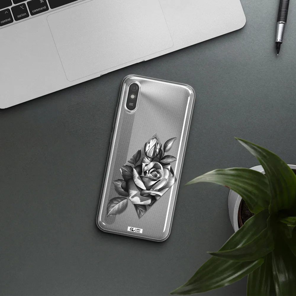a drawing of a rose Xiaomi Redmi 9A Clear TPU Case