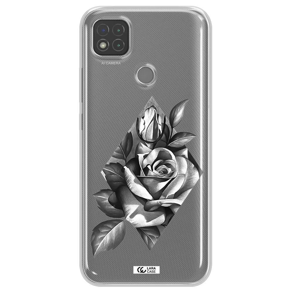a drawing of a rose Xiaomi Redmi 9C Clear TPU Case