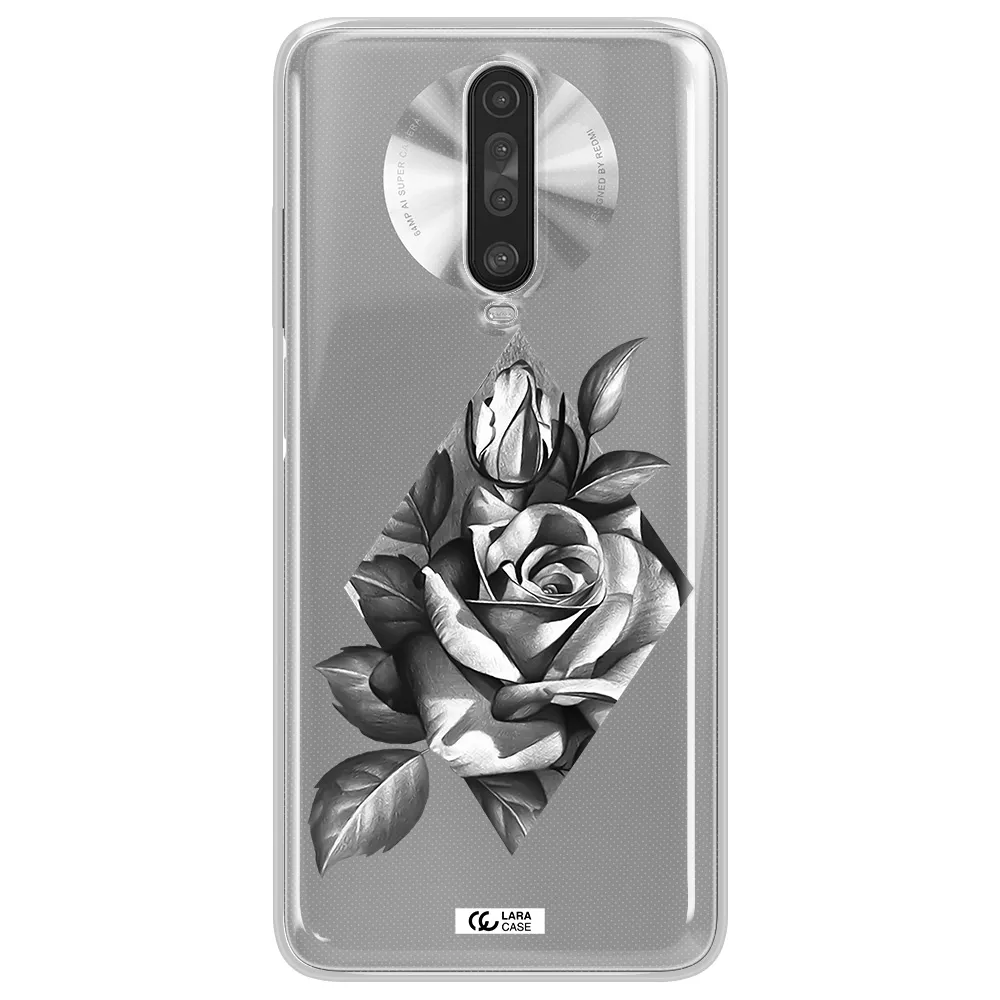 a drawing of a rose Xiaomi Redmi K30 Clear TPU Case