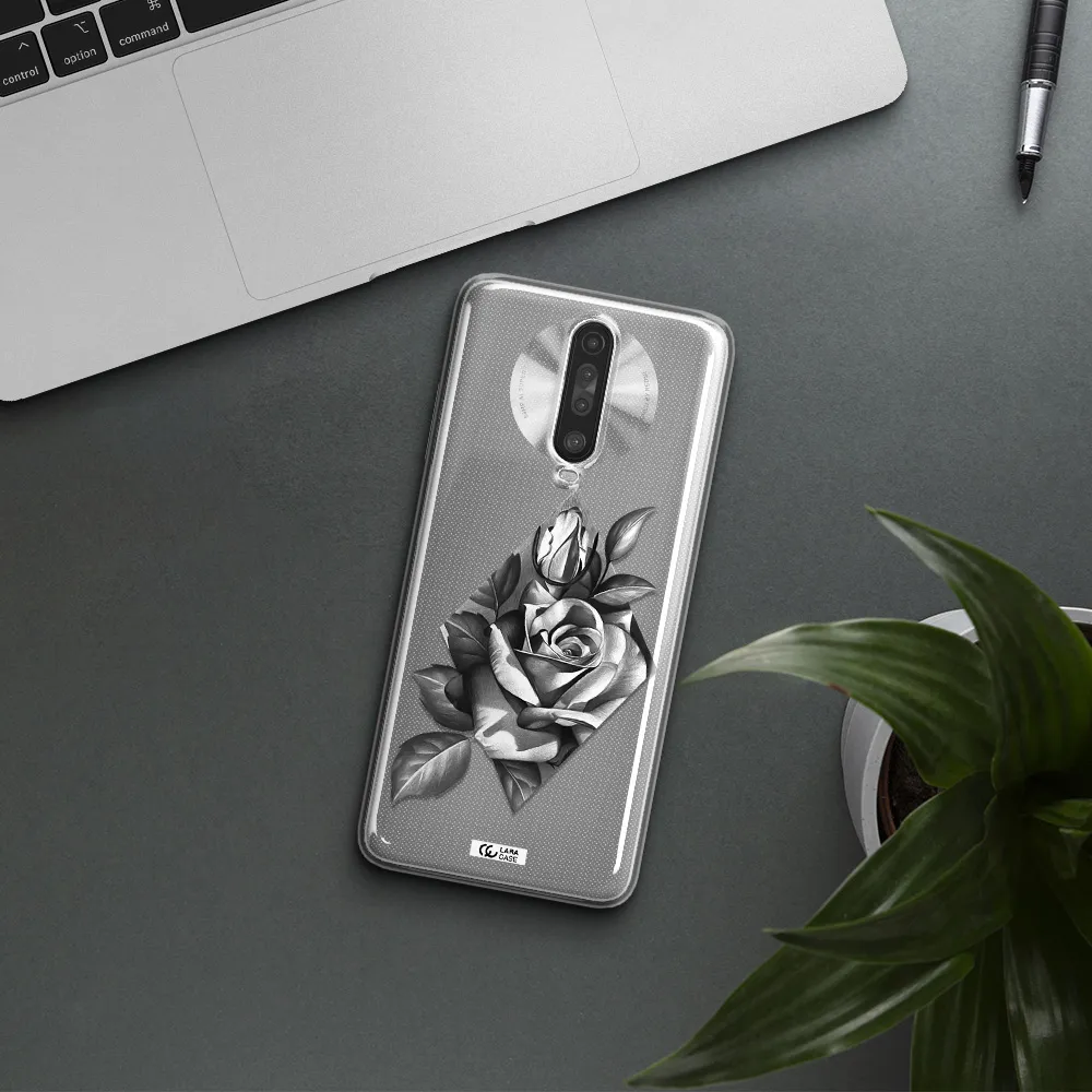 a drawing of a rose Xiaomi Redmi K30 Clear TPU Case