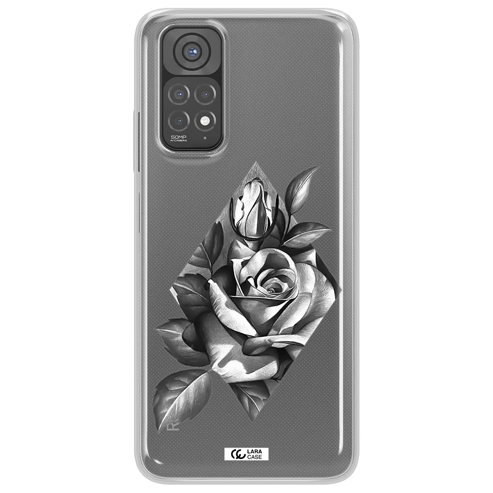 a drawing of a rose Xiaomi Redmi Note 11 Clear TPU Case