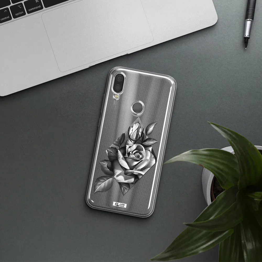 a drawing of a rose Xiaomi Redmi Note 7 Clear TPU Case