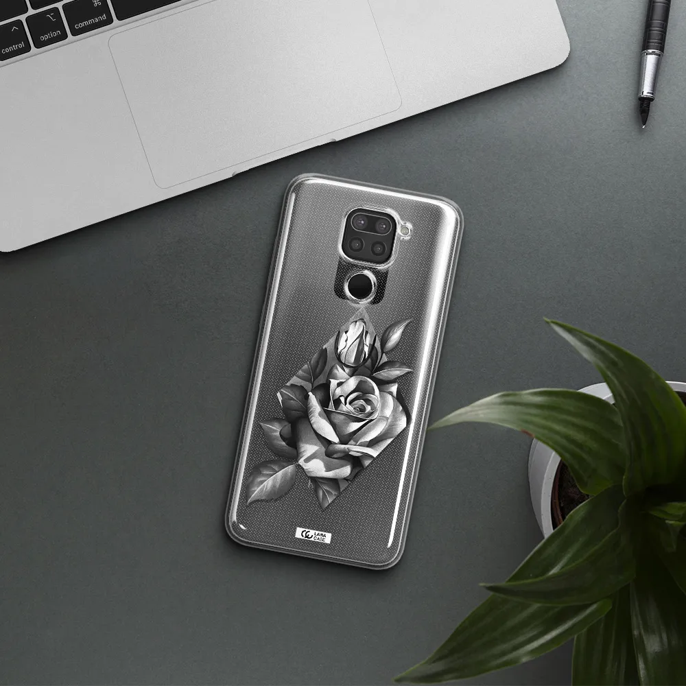 a drawing of a rose Xiaomi Redmi Note 9 Clear TPU Case