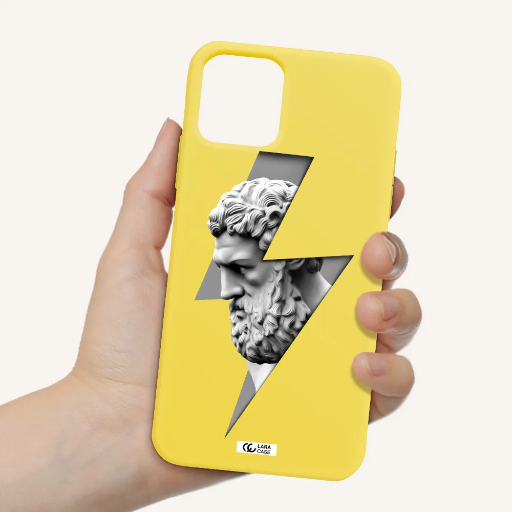 a statue of a man with a beard Apple iPhone 11 pro max Silicone canary yellow Case