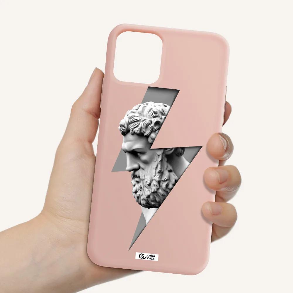 a statue of a man with a beard Apple iPhone 11 pro max Silicone pastel pink Case